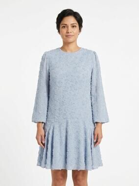 Japparel Blue A-Line Mini Pleated Chiffon Dress Women Size L
